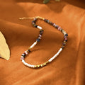 Handmade Natural Stone Necklace Irregular Rainbow Tourmaline Beaded Necklace Abacus Pearl 18K Gold Jewelry Set for Women Girls