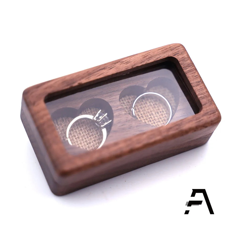 Rustic Heart Shaped Wood Ring Box for a Wedding