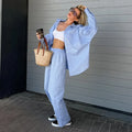 Enyami Boutique Fall Fashion Casual Co Ords Lounge Wear Blouse Tops High Waist Pants Trousers Loose Women 2 Pieces Sets