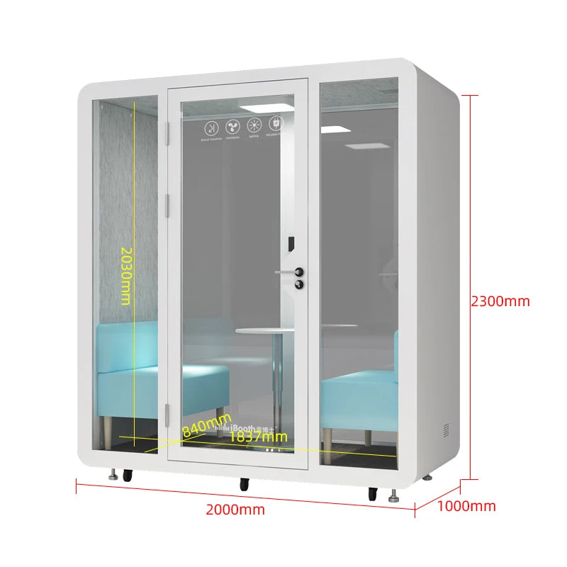 Office Private Meeting Room Soundproof Booth with Steel Frame Modern Design for Office Building & Hotel Use Webcasting Ready