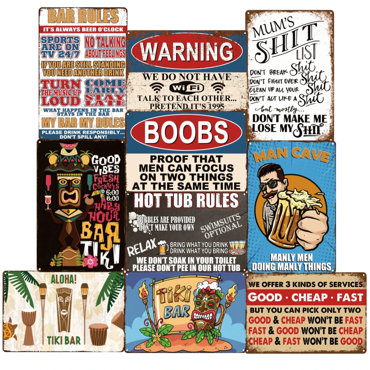 Warning Rules Wholesale Design Embossed Vintage Metal Plate Printing Retro Retro Poster Tin Sign Bar Garage Wall Decoration