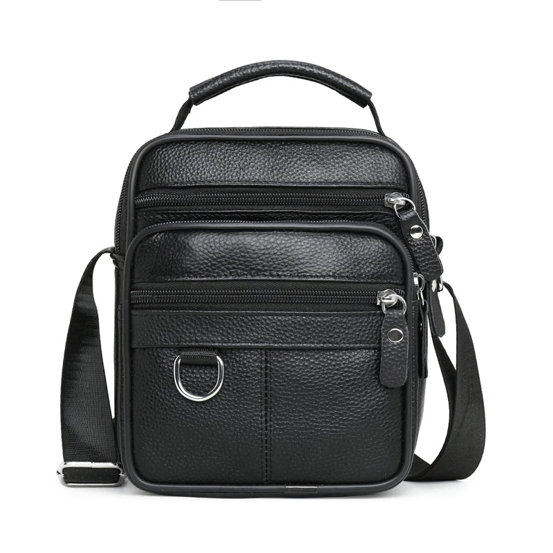 Custom Designer Brand Black Color  Pu Leather One-shoulder Messenger Tote Bag  Leather Messenger Bag for Men