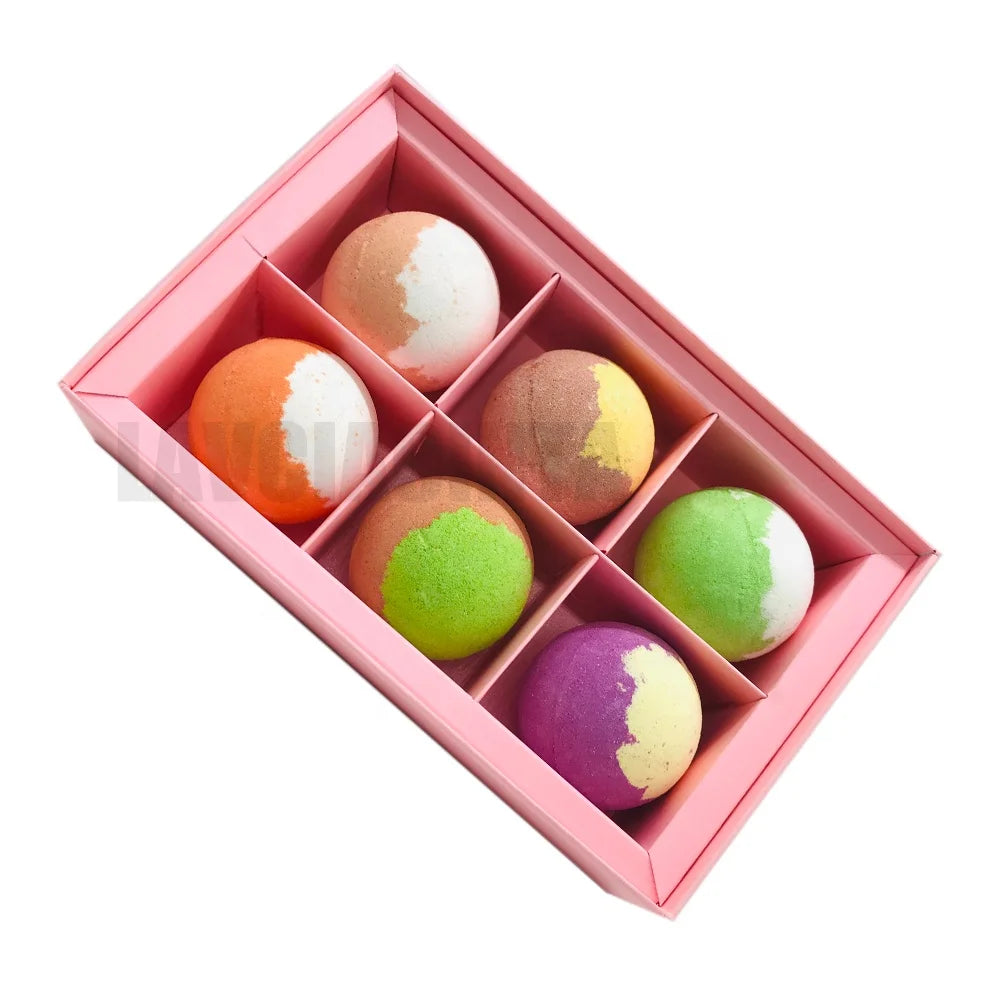Custom 6 XXL Bubbly Organic Bath Bombs Gift Set for Women Men Kids Relaxing Aromatherapy Rich Mother's Day Gift
