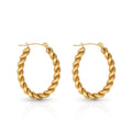 Chris April in Stock Fashion Jewelry 316L Stainless Steel PVD Gold Plated Minimalist Rope Oval Hoop Earring