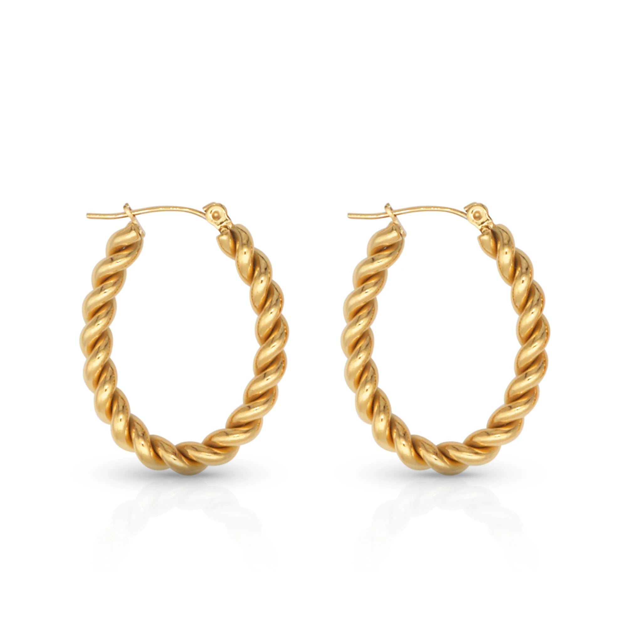Chris April in Stock Fashion Jewelry 316L Stainless Steel PVD Gold Plated Minimalist Rope Oval Hoop Earring