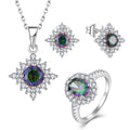 New Arrivals Custom Flower Rings Necklace and Earrings 925 Sterling Silver Mystery Zircon Jewelry Set