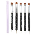 Marble Handle Kolinsky French Nail Art Brush Dual End Nail Art Dotting Pen Acrylic Sable UV Gel Painting Brush