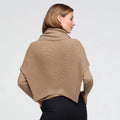 Women's Alpaca Merino Blend Knit Top Integrated Asymmetrical Scarf Casual Button Front Breathable Thin Design for Autumn Winter