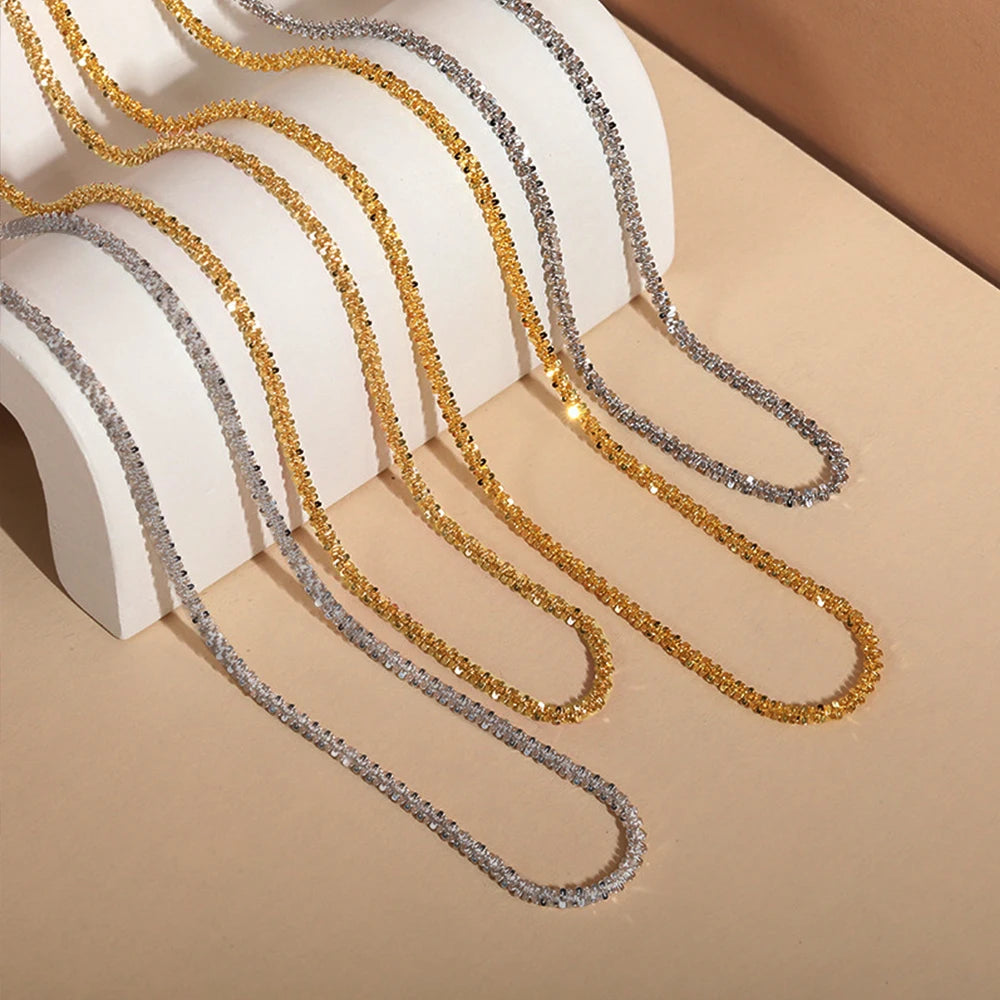 EManco 2022 Dainty Jewelry Bling Cauliflower Chain Choker Luxury Stainless Steel Glitter Star Adjustable Links Chain Necklace MegaBDM