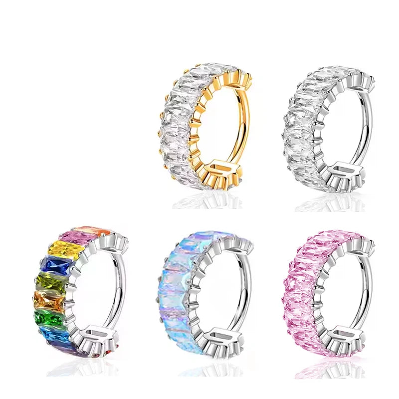 Wholesale ASTM F136 Titanium Body Piercing Jewelry Nose Rings Hinged Segment Earrings Hoop Cartilage Tragus Earrings
