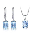 Hot Sale Fashion Women Fine Jewelry Set 925 Sterling Silver Jewelry Sky Blue Topaz Necklace Earring