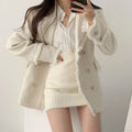 Wholesale 2026 Autumn New Retro Lapel Double-breasted Thick Tweed Jacket and High Waist Bag Hip Skirt Skirt Sets