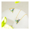 Free Video and Picture Fashion 925 Silver Freshwater Pearl Color Zircon Multi-element Necklace Ring Set Gold Plated for Wedding