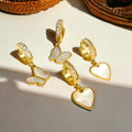 Delicate Gold Plated Women's Earrings Pave Shell Heart Drop Stainless Steel Zirconia Hoop Butterfly Huggie Earrings Women