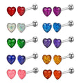Tongue Barbell Stud 14g External Thread Oil Dripping Layer Heart Shape Tongue Piercing Ring Stainless Steel Punk Body Jewelry