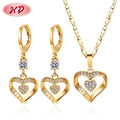Bulk Jewellery for Sale 18k Gold Electroplated Heart Drop Earrings & Necklaces Jewelry Set American Trending Jewelry Sets