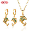Accesorios Para Mujer Dolphin Fish Drop Earring Necklace Fashion Trendy Joyas 18k Gold Plated Cubic Zirconia Jewelry Sets 2022