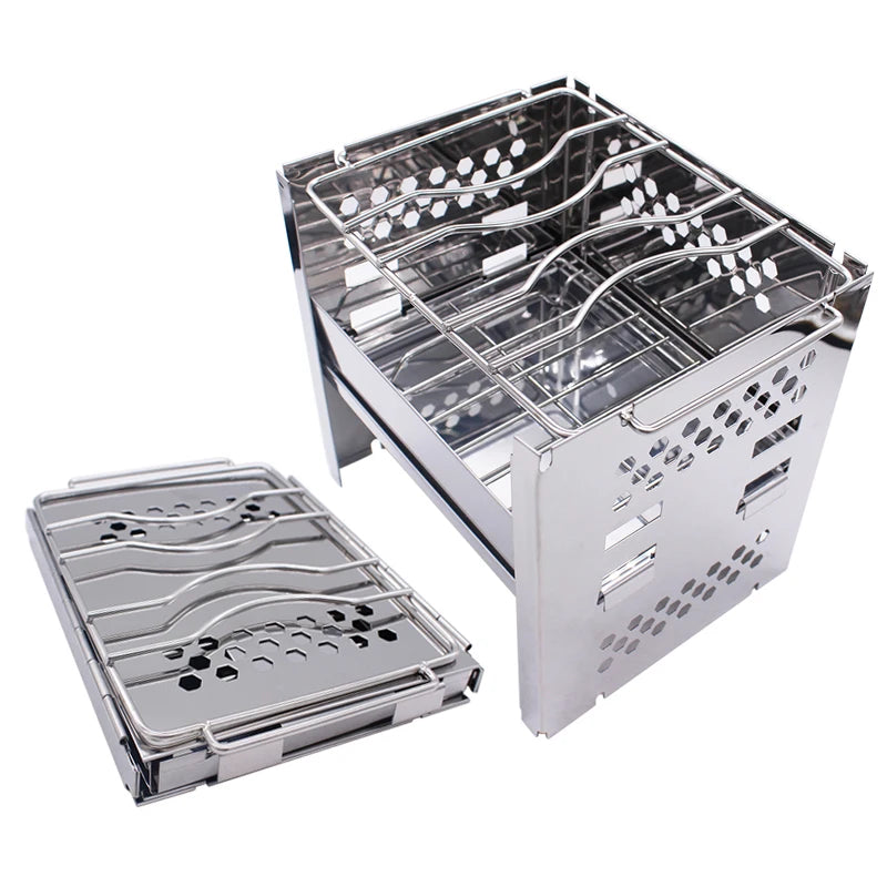 Multifunctional Collapsible Wood Burning Stove for Outdoor Backpacking Hiking BBQ