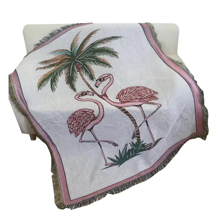 Factory  Custom  Jacquard Polyester/cotton  Picnic Portable Throw Tapestry Woven Mediterranean Sea  Blanket