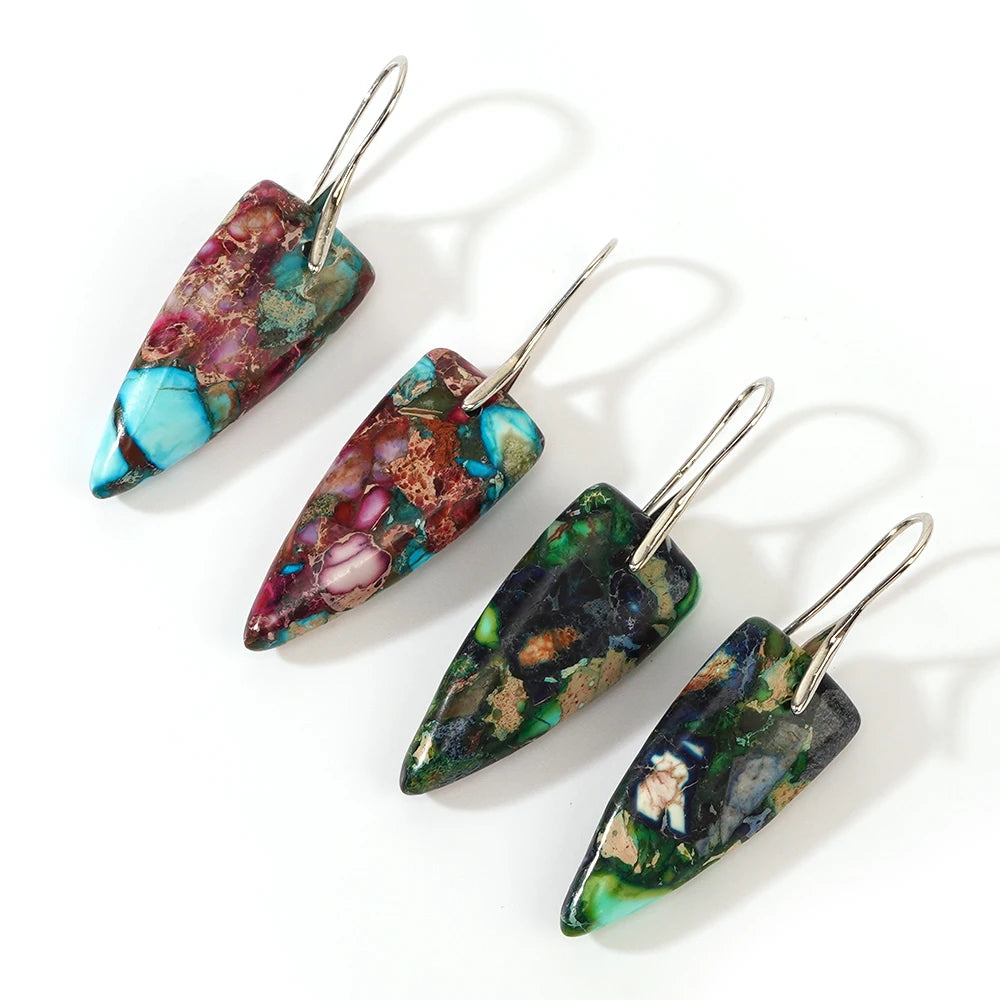 Go2boho Water Drop Earring Boho Natural Impreial Jasper Stone Flower Color Trad Fashion Jewelry Gemstone Bead Earrings for Women