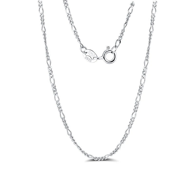RINNTIN SC27 Chain Supplies Jewelry Making Italian 925 Sterling Silver Diamond-Cut 1.7mm Figaro Link Chain Necklace