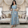 Middle East Arab Muslim Set Dress Spring New Sequin High Waisted Two-Pieces Set Woven Ribbon Robe Arab Women Abayas