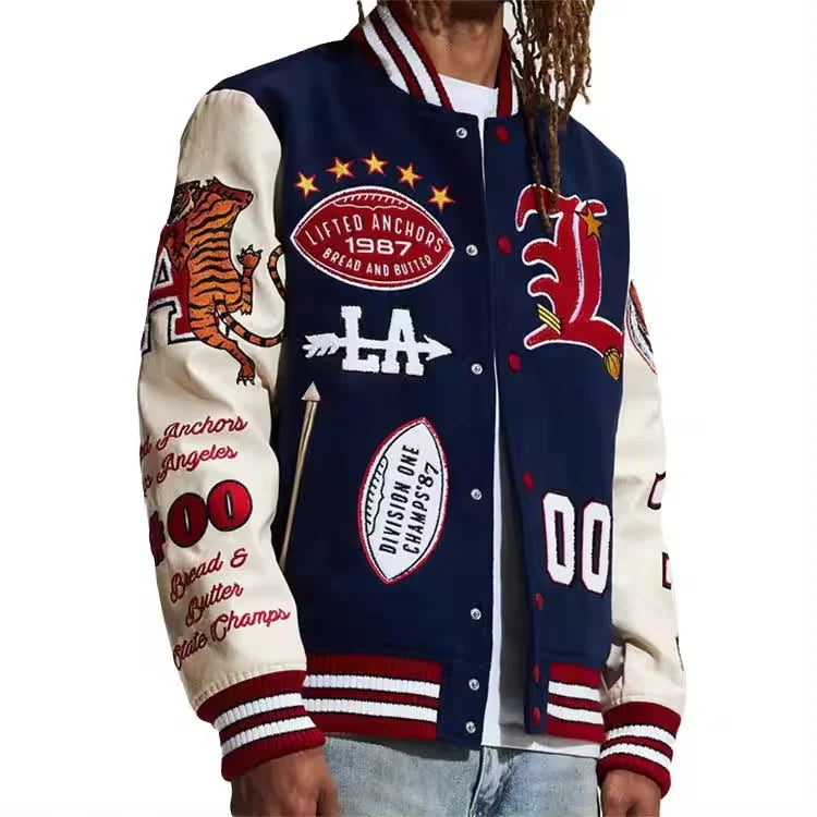 Custom Jacket Manufacturer High Quality Vintage Winter Men's Leather Baseball Letterman Varsity Bomber Jackets