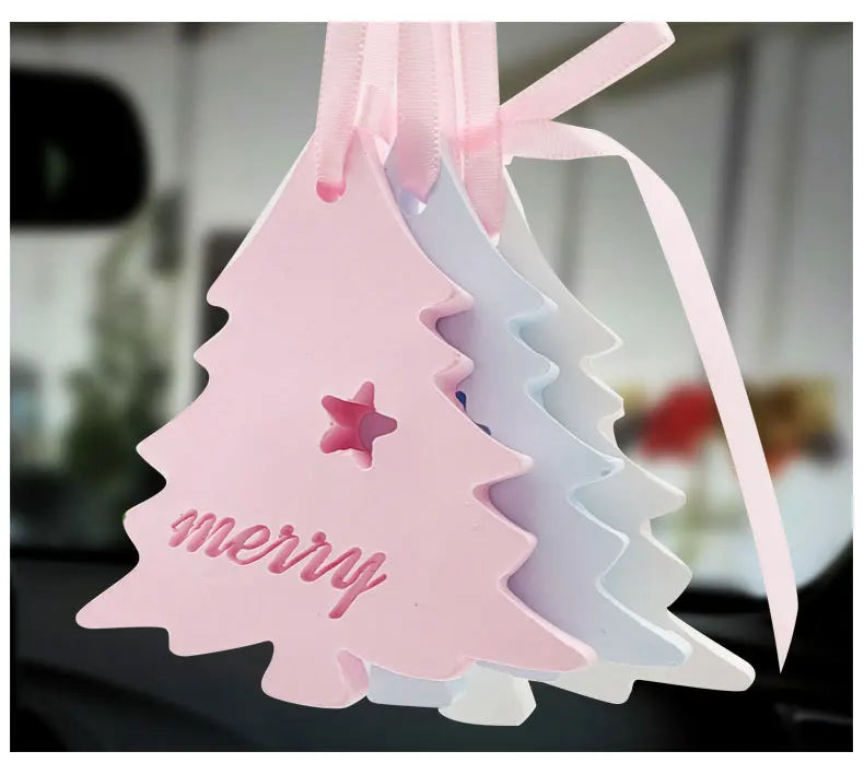 New Selling Eco-Friendly Gypsum Christmas Tree Shaped Aroma Stone Hanging Car Air Freshener with Optional Color