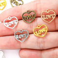 5 Colors Alloy Hemp Rope Heart Shaped Charm for Key Chain Bracelet Necklace Pendant DIY Jewelry Accessories Making 15*14mm A127