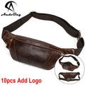 AndoBag Genuine Cow Leather Chest Bags Business Waist Pack for Women Men Vintage Casual Crossbody Bag 1034