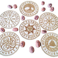 Wood Set of 6 Coasters Table Cup Holder for Coffee and Tea Magical Witch Decor Housewarming Gift Wooden House Decoration