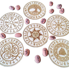 Wood Set of 6 Coasters Table Cup Holder for Coffee and Tea Magical Witch Decor Housewarming Gift Wooden House Decoration