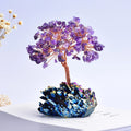 Natural Amethyst Tree Tumbled Stones with Rainbow Titanium Cluster Crystals Base Wealth and Luck Crystal Crafts Money Tree
