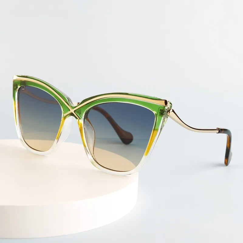 INS Trendy Retro Eyeglasses Frame Big Large Frame Attractive Eye Glasses X Metal Butterfly Optical Frames Cat Eye Sunglasses