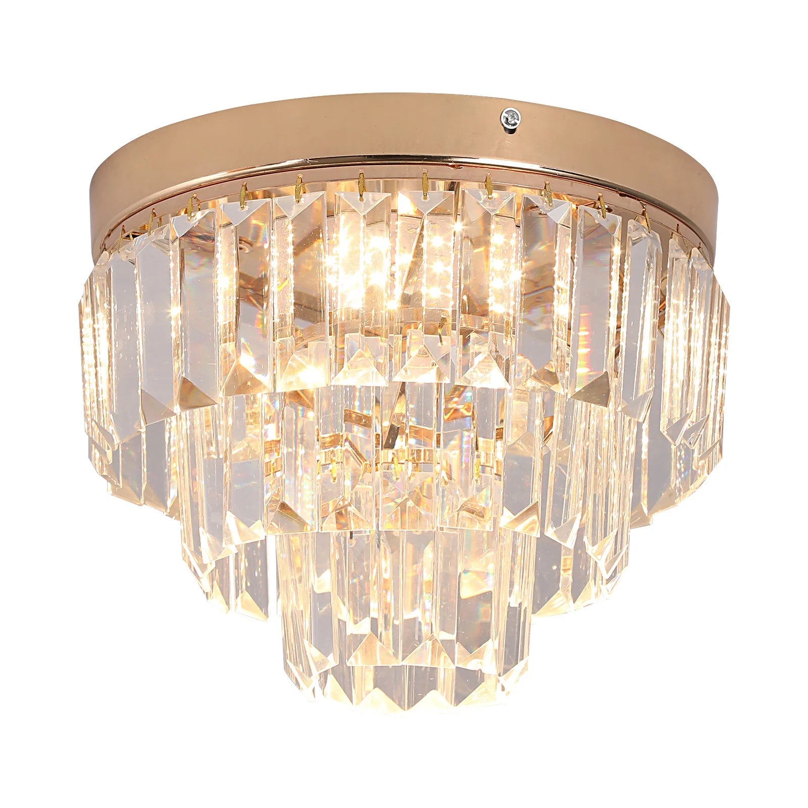 Modern Led 3-Colors Luminaire  Surface Mounted Round Crystal Ceiling Lamp for Bedroom
