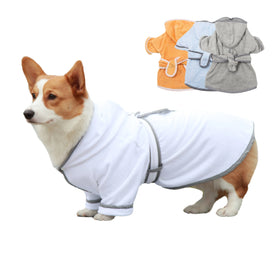 Quick Drying Solid Polyester Cotton Classic Yellow Super Absorbent Machine Washable All Seasons Pet Bathrobe for Dogs