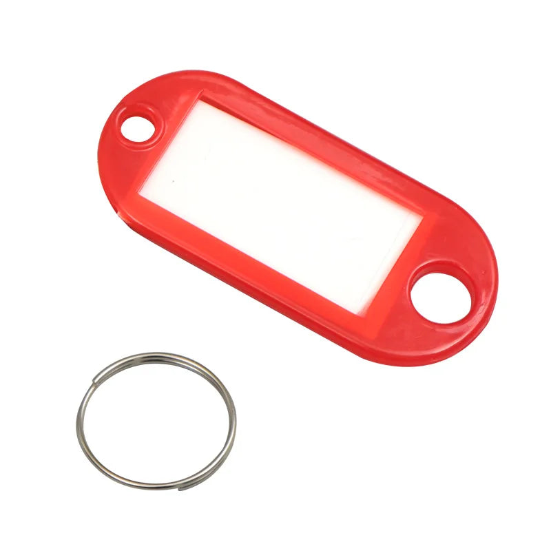 Cheap Name Keychain Room Car Key Tag Plastic Card ID Tag Keychain Holder Pet Steel Opening Ring Number Tag
