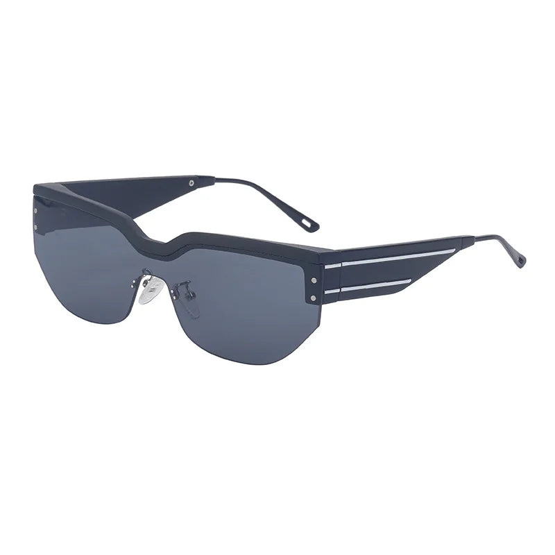 Wholesale Five-Star Coated Box Sunglasses Men'S Half-Frame One-Piece Sunglasses Bigger Oversized Frame Women