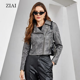 Women's Faux Leather Jackets Zip up Motorcycle Short PU Moto Biker Outwear Fitted Slim Coat