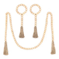 Factory Whosale Rustic Wooded Beaded Decor Natural Materials Rustic Decor Wooden Bead Garland With Hemp Tassel
