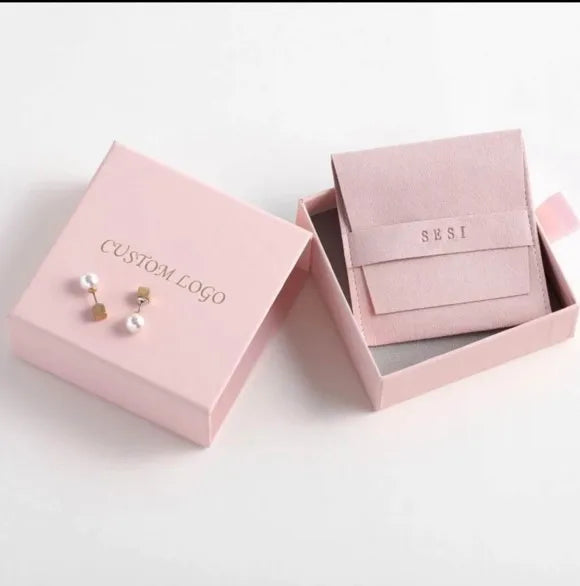 Jewelry Packaging Pouch and Box Custom logo Set Custom