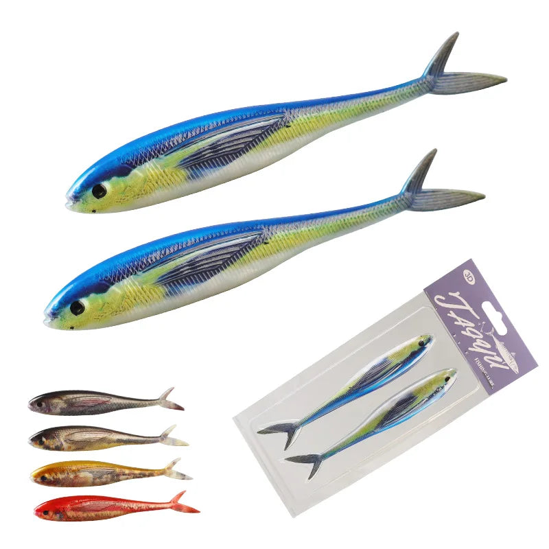 12.5cm11g 3D Printed Rubber Shad Fork Tail Fishing Lure Soft Plastic Lure Split Tail De Pesca Swim Bait Soft Bionic Fishing Bait