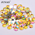 JUNAO 10mm Round Crystals With Hole 1000pcs Rivoli Rhinestones Flatback Sewing Manufacturer Acrylic Gemstones