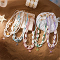 European and American  Sea Star Shell Conch Pearl Necklace Fashion Summer Ocean Vacation Multi Layer Stacked Necklace