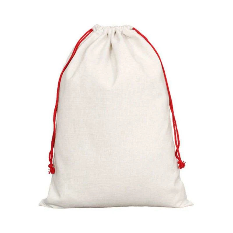 Qualisub Personalized 70x50cm Sublimation Santa Sacks Linen Drawstring Santa Sack for Sublimation Christmas Gifts Bags
