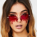 PL002 Unique Design Frameless Rhinestone Drip Shades Drip Funny Party Fire Flame Sunglasses