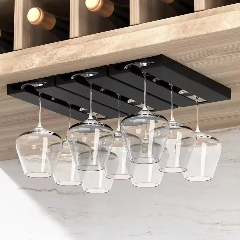 Household Wall Mounted  Hanging Wine Glass Rack  Under Cabinet Stemware Rack Wine Glass Holder Glasses Storage Hanger