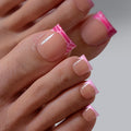 BTArtbox French Press on Toenails Wholesale Square Reusable Foot Nails Soft Gel Pink French Tip Fake False Toe Nails Press on