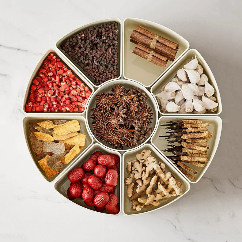 Portable PET Plastic Serving Tray 9 Divided Snack Storage Box Container for  Fruit Veggie Candy Spice Divisions