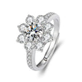 1 Carat Sparkling Moissanite 925 Sterling Silver Adjustable Ring Sunflower Shape Unique and Stylish Product